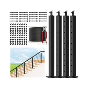 Reilbu Secure Side Mount and Top Mount Balustrade & Handrail Cable Railing for Outdoor Safety