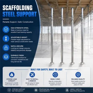 Reinforced Adjustable Steel Prop Scaffolding Support Jack for Outdoor Deep Excavation and Foundation Wall Bracing