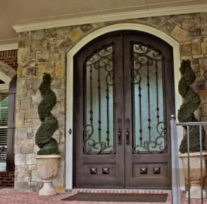 Residential Screen Metal Hand Forged Wrought Iron Door
