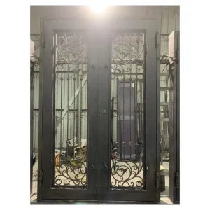 Residential Wrought Iron Front Door Durable Sturdy Metal Entry Door for Home Use