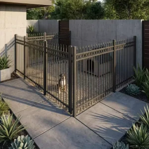 Ring Top Style Black Ornamental Steel Fence for Residential Villa Boundaries