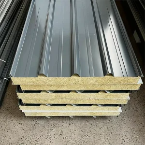 Rock Wool Sandwich Panel Sample Insulation Fireproof Modern Metal Wall Panel for Steel Structure Building