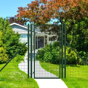 Round Post Powder-Coated Metal Wire Mesh Garden Fence Gates