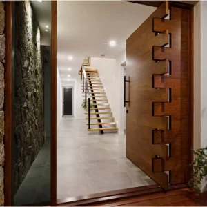 Rustproof Metal Door High Security Entry Door Modern Design Villas Front Entrance Aluminum Profile Frame Industrial Style