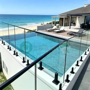 SS2205 Stainless Steel No-Drill Glass Spigot Square Deck/Stair Mount Multi-Size Swimming Pool Railings
