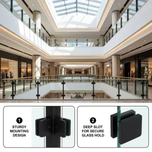 Satin Finished Stainless Steel Square Glass Clamp for Stair Balcony Railing