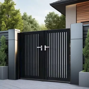 Security Metal Frame Swing Gate for Outdoor Driveway Entrance