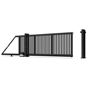 Security Wrought Iron Entry Driveway Gate with Lion Design for Villa or House