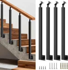 Side Mount Stainless Steel Stair Railing Post Black Powder Coated Baluster Spindles 270 Adjustable Bracket for Villa Porch