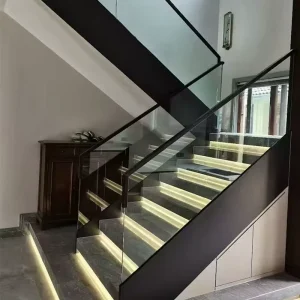 Side mounted Stair Aluminum Alloy Channel Modern Minimalist Frameless Glass Railing Ultra minimalist Side Panel Seamless