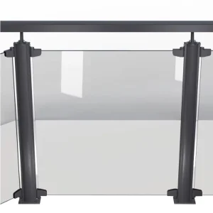 Simple Design Metal Modern Tubular Balcony Railing Frosted Glass Exterior Aluminum Profile Stairs for Villa Hotel Use