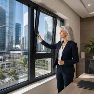 Single Sheet Metal Tilt Turn Window Room Bright Breeze Secure Closing Small Dwelling Daylight Light Economy Grade