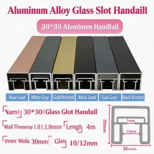 Slim Channel Glass Staircase Handrail Kit No Weld Aluminum Alloy Outdoor Balcony Safety Railing System 30mm Groove