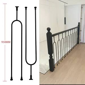 Solid Black Metal Post Balcony Railings Indoor Wrought Iron Stair Railings for Apartments