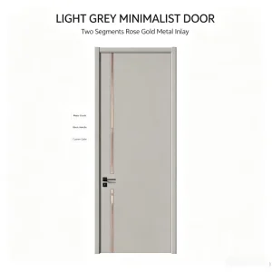 Solid Wood Interior Doors Metal Flush Finish Soundproof Custom For Modern Bedroom Home Decoration