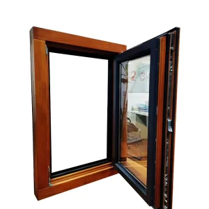 Soundproof Thermal Insulation Bridge Aluminum Clad Wood Casement Window Passive House Insulated Glass Tilt and Turn Windows