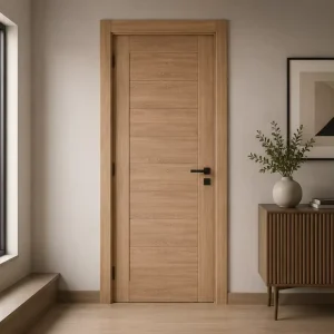Spliced Interior Door Featuring Horizontally Jointed Middle Slab Neat Layout Fine Craft Moisture Proof Easy Maintenance for Room