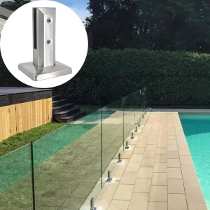 Square Profile Deck Mount Heavy Duty Duplex 2205 Glass Fence Spigot for 12mm Tempered Glass Balustrade Systems