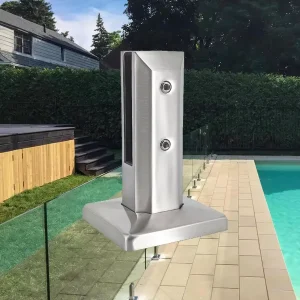 Square Profile Deck Mount Heavy Duty Stainless Steel Glass Spigot for Frameless Pool Fence and Deck Glass Railings