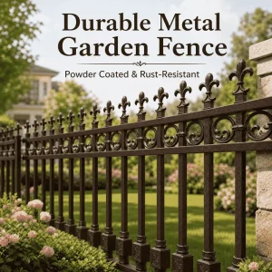 Stable Galvanized Core Weather Resistant Spear Top DIY Assembly Villa Yard Supply Powder Coated Metal Frame Garden Fence