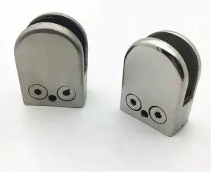 Stainless Steel 304 Flat Back Round Glass Clip Satin Finish for Balustrade Staircase Handrail