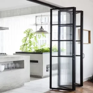 Stainless Steel Aluminum Tempered Glass Folding Door Flag Hinges Fitting Victorian Design Waterproof Side Opening for Bathroom