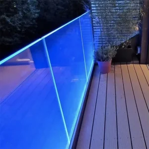 Stainless Steel Balustrade & Handrail U Channel Frameless Tempered Glass Balcony LED Fence Railing