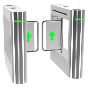 Stainless Steel Metal Panel Swing Gate Turnstile Green Arrow Access Control