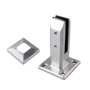 Stainless Steel Modern Minimalist Stair Post Railings Cast in place Hollow Floor Mounted Swimming Pool Glass Infill No drilling