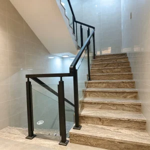 Stainless Steel Post Glass Stair Railing Frameless 304 Grade Rustproof for Villa Hospital Office Hotels