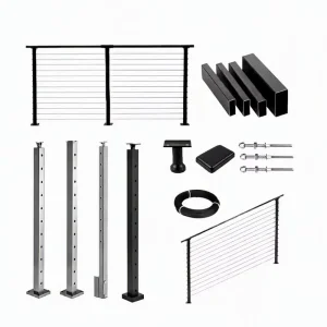Stainless Wrought Deck Cable Railing Post Side Mounted Wire Rope Balustrade Railings For Outdoor Balcony Stair Handrail