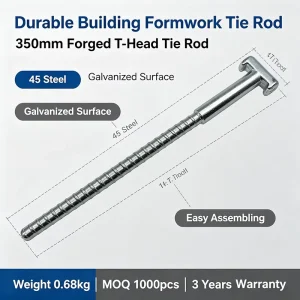 Standard Thread Forged T-head Tie Rod Construction Site Formwork Parts
