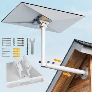 Starlink Gen 3 Mount Weather Resistance 360° Pivot and Telescoping Wall Mount White Metal Antenna Mount