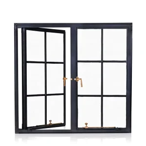 Steel Casement Windows Metal Profile Double Glazed Tempered Glass Swing Door
