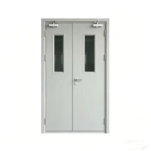 Steel Fireproof Door with Glass 3 hour Commercial Metal Anti theft Door Suitable for Fire Doors