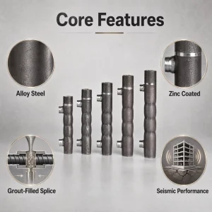 Steel Full Grouted Sleeve Coupler for Rebar Splicing High Strength Zinc Coated Mechanical Splice 12mm 40mm