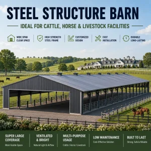 Steel Horse Barn Steel Structure Agricultural Building Manufacturer Frame Horse Stable Building Prefabricated Horse Shelter