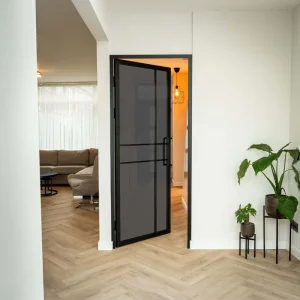 Steel Interior Door 6 Panels Smoked Glass Luxury Design