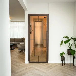 Steel Interior Door Bronze 5 Panels Bronze Smoked Glass