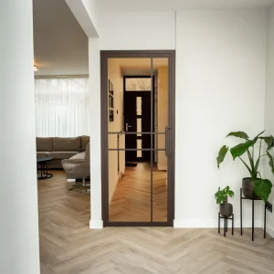 Steel Interior Door Bronze 6 Panels Bronze Smoked Glass Luxury Design