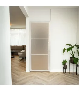 Steel Interior Door White 3 Panels Matt Glass