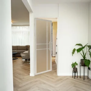 Steel Interior Door White 6 Panels Matt Glass Luxury Design