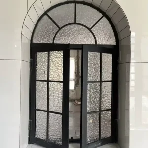 Steel Iron Custom Shaped Swing French Windows with Soundproof Heat Insulation Secure Design Modern Lattice