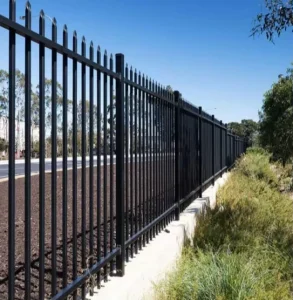 Steel Picket Fence Panel, Garrison Style, with Metal Frame