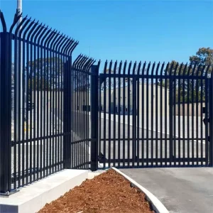 Steel Security Palisade Fence Gate, 2.4m High, W Pale Steel, Factory