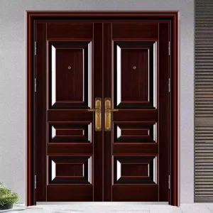 Sturdy Security Modern Finished Swing Double Steel Entry Door Custom Exterior Front Door for Villa Office Building