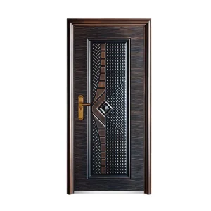 Stylish Reinforced Metal Doors Burglar Resistant Copper Imitation Steel Door for Residential House