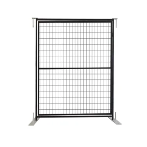 Temporary Carbon Steel Fence Gate, 6 Feet x 4.75 Feet, Black Powder-Coated, Home Security