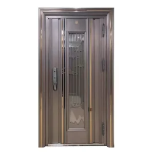 The Latest Style Villa Entrance Metal Door Stainless Steel Door Mirror faced Single Hinge Security Door