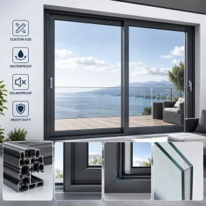 Thermal Break Aluminium Sliding Window with Double or Triple Insulated Glass and Germany Brands of Hardwares